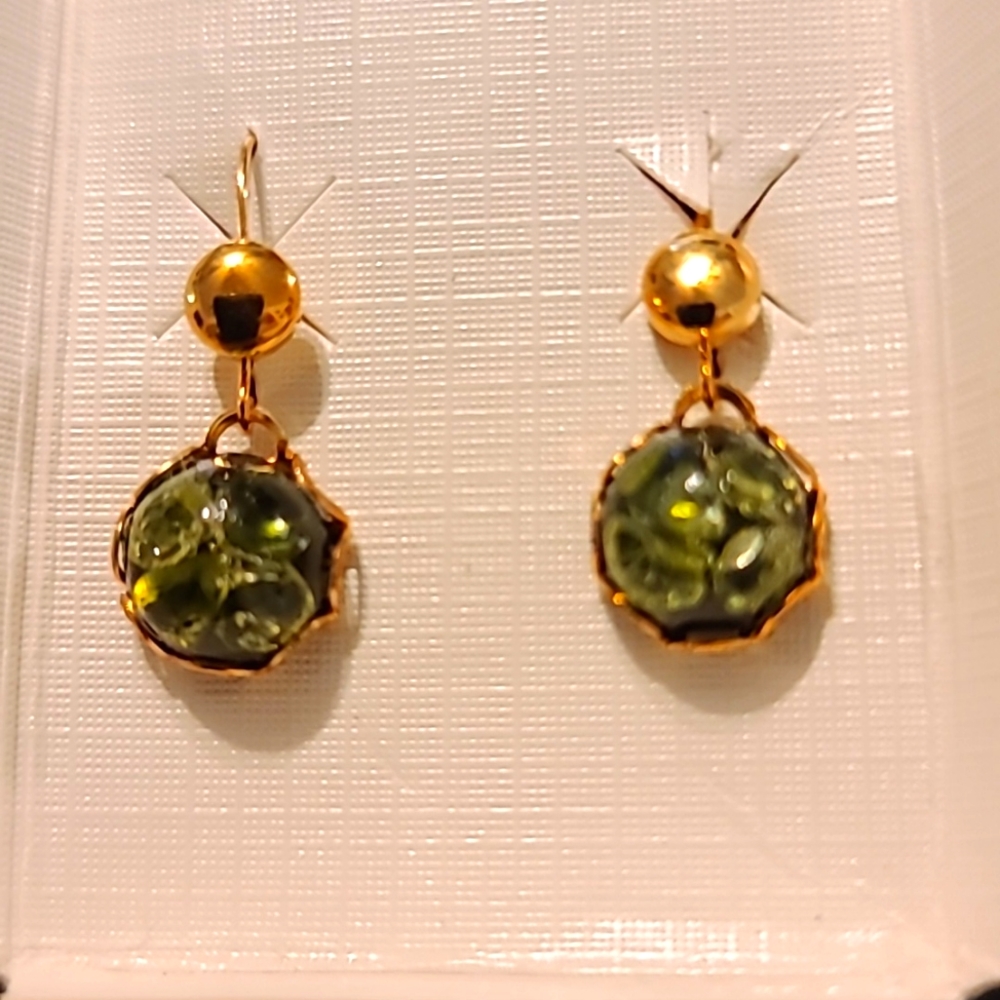 Olivine on black lava earrings from Hawaii